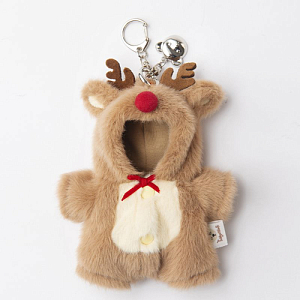 Медведь Lina TeddyTales, XS ,в костюмчике Олень, белый, брелок, 15 см